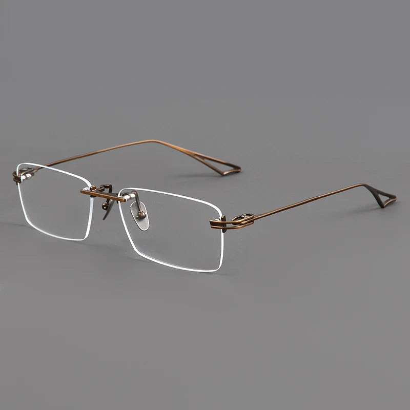 Aimee Unisex Rimless Big Square Titanium Eyeglasses 30419 Rimless Aimee Bronze  