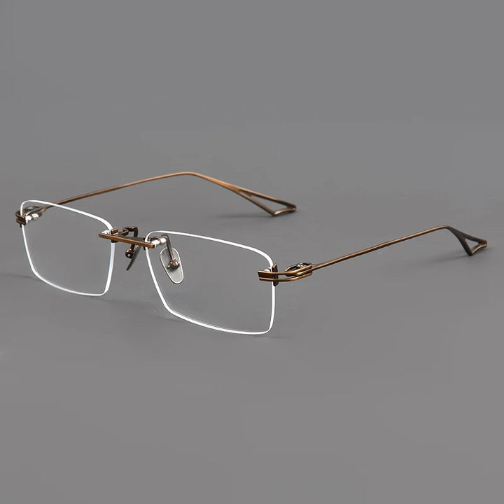 Aimee Unisex Rimless Big Square Titanium Eyeglasses 30419 Rimless Aimee Bronze  