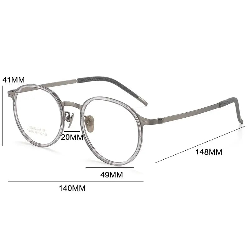 Gatenac Unisex Full Rim Oval Round Acetate Titanium Eyeglasses 226006 — view 2 | Gatenac at FuzWeb