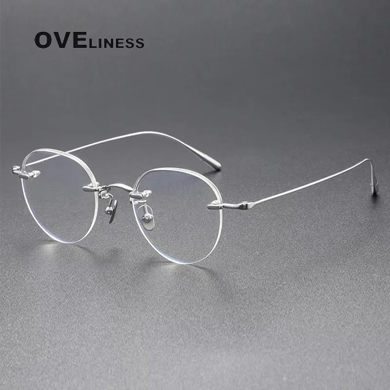 Oveliness Women's Full Rim Oval Round Titanium Eyeglasses 74611 Full Rim Oveliness silver