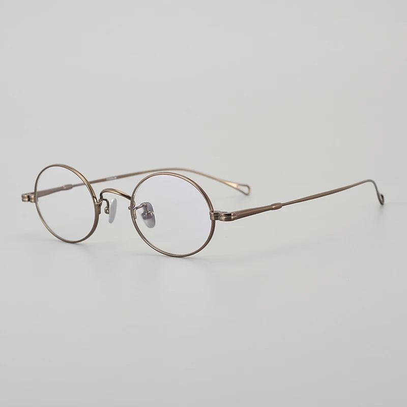 Muzz Unisex Full Rim Small Round Titanium Eyeglasses Mu01 Full Rim Muzz Brown  