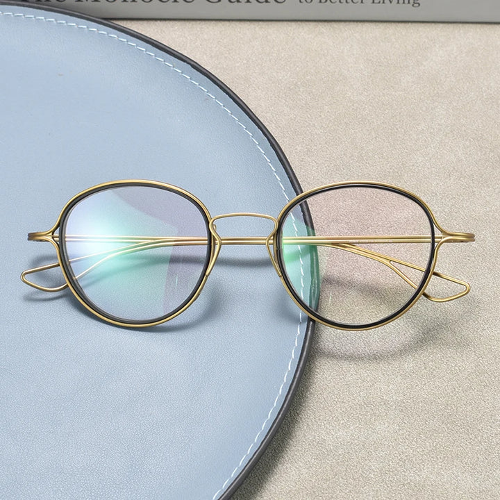 Black Mask Unisex Full Rim Round Titanium Eyeglasses 59100