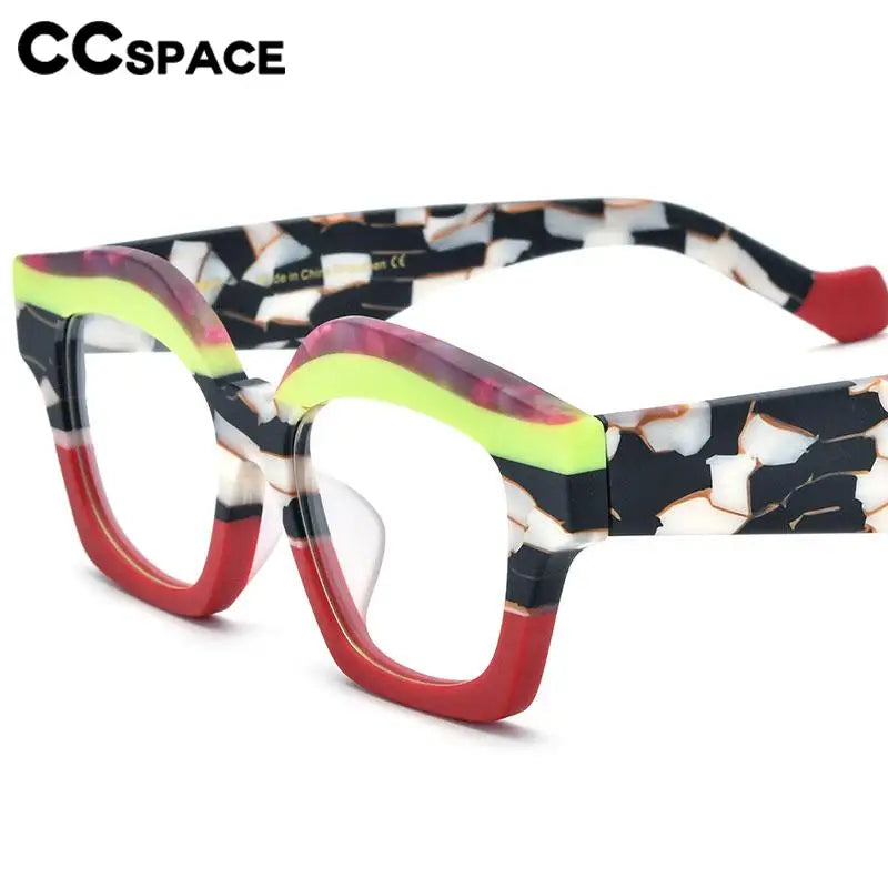 CCspace Unisex Full Rim Square Acetate Eyeglasses 57163 Full Rim CCspace   