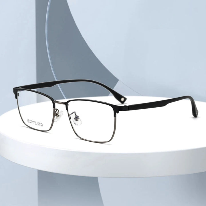 Hotochki Men's Full Rim Square Titanium Alloy Tr 90 Eyeglasses 79111