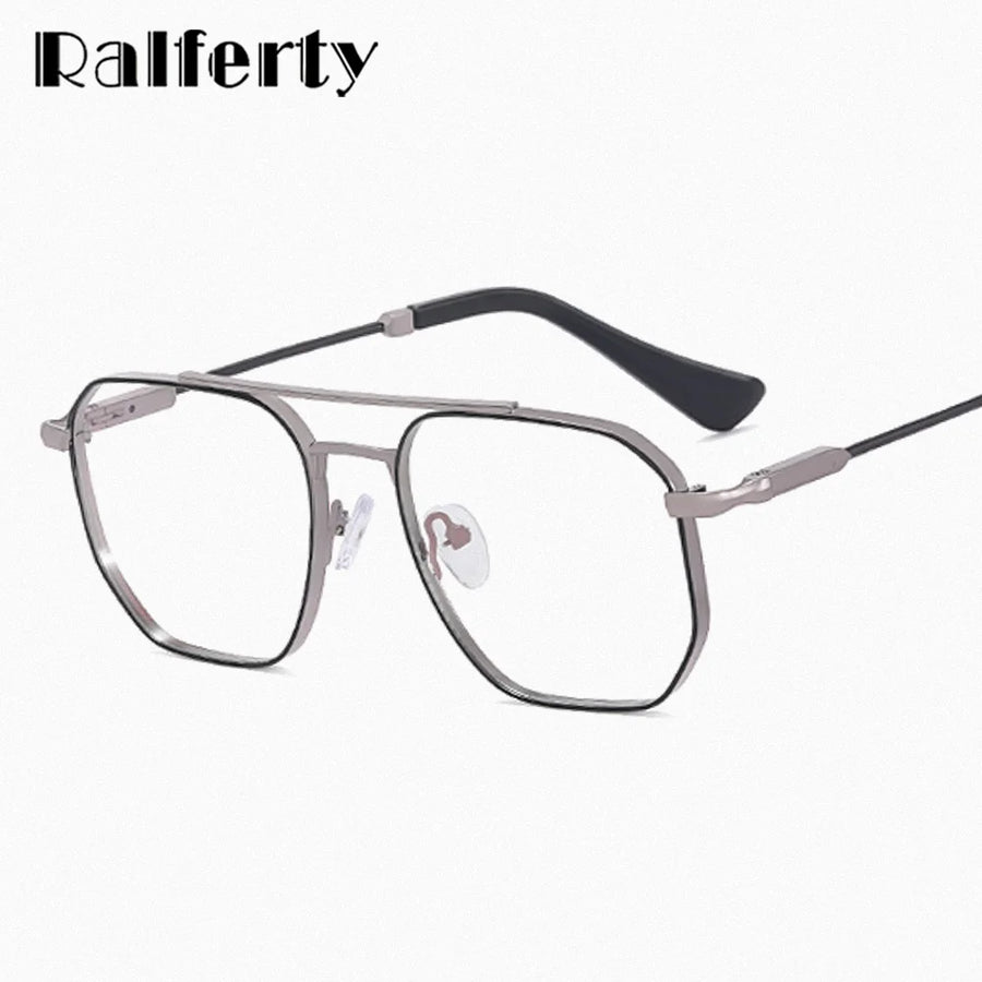 Ralferty Men's Full Rim Square Alloy Eyeglasses R91314 Full Rim Ralferty   