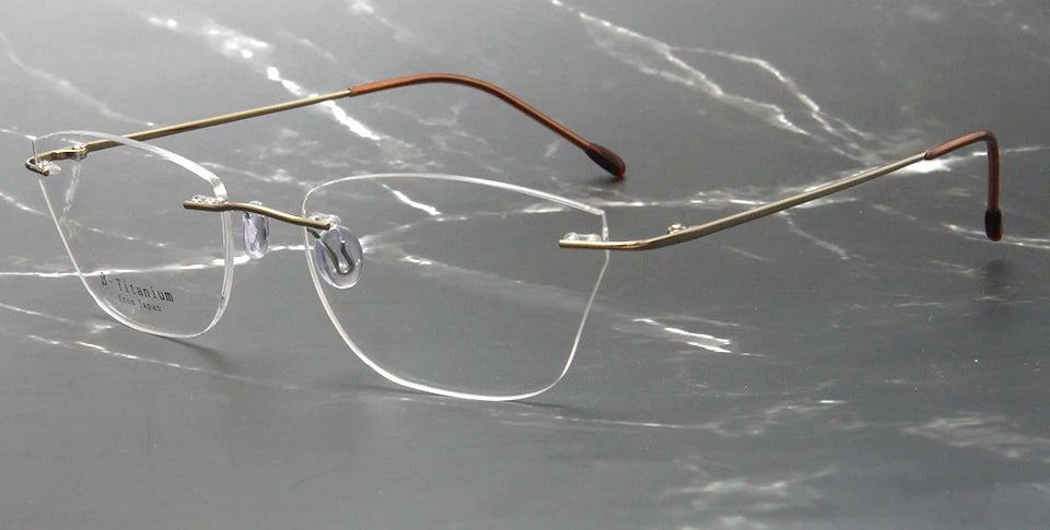 Esnbie Women's Rimless Square Cat Eye Titanium Eyeglasses 243211