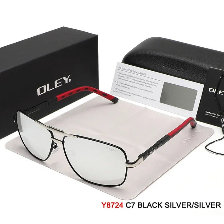 Oley Men's Full Rim Oval Aluminum Magnesium Polarized Sunglasses Y8724 Sunglasses Oley Y8724 C7BOX OLEY 