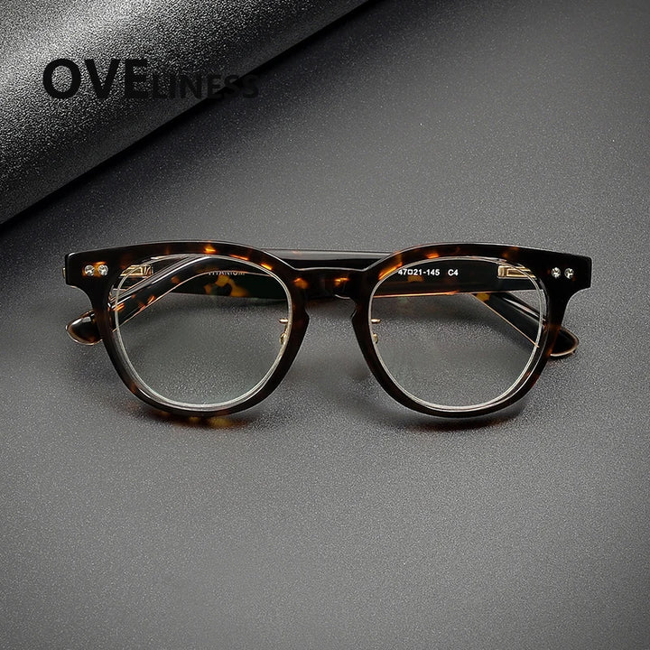 Oveliness Unisex Full Rim Round Square Acetate Eyeglasses 36902