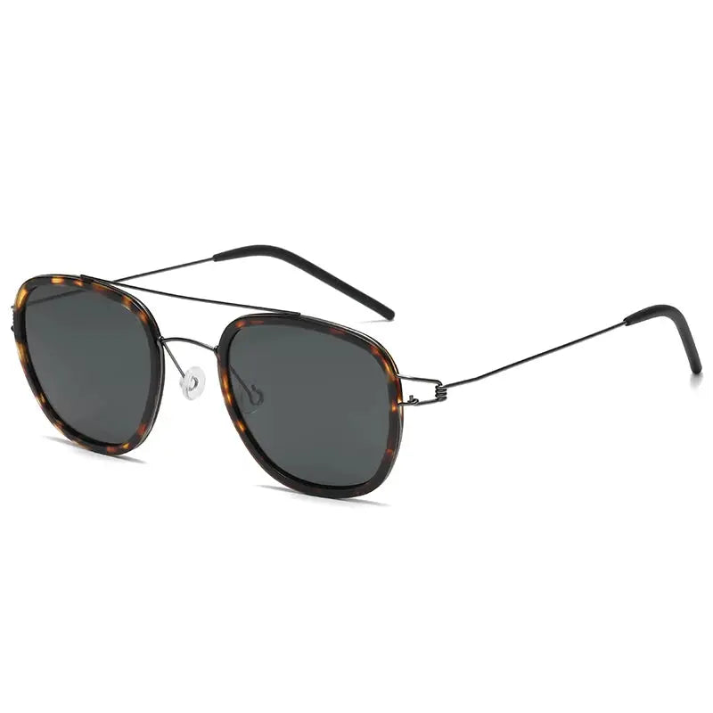 Bobbie 820554 Men’s Screwless Full Rim Polygon Titanium Sunglasses FuzWeb