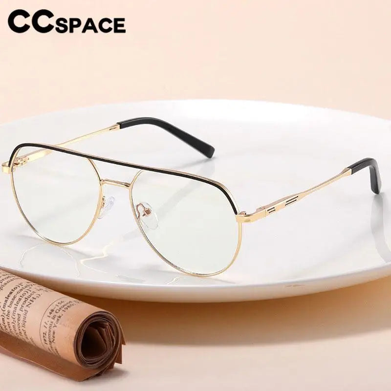 CCspace Unisex Full Rim Round Double Bridge Alloy Reading Glasses R57523 Reading Glasses CCSpace   