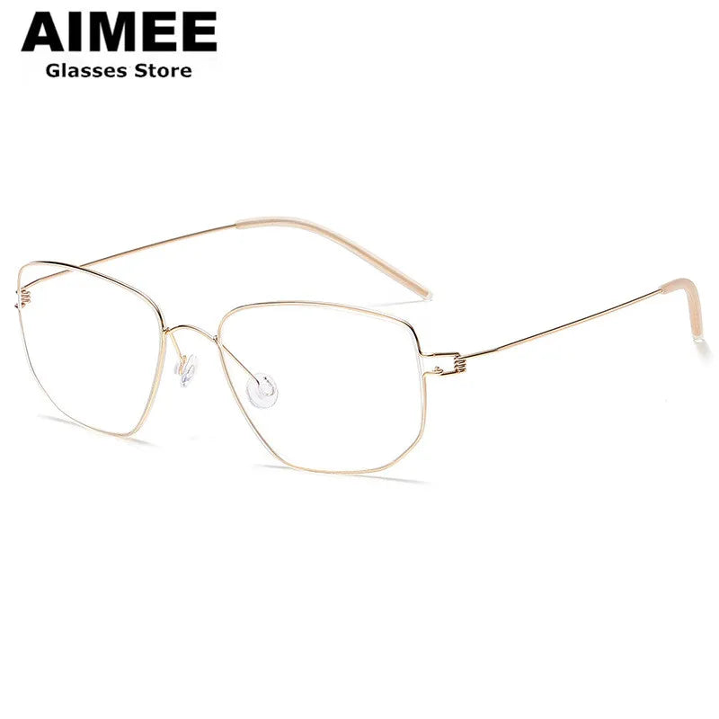 Aimee Women's Full Rim Square Screwless Titanium Eyeglasses 13317 Full Rim Aimee   