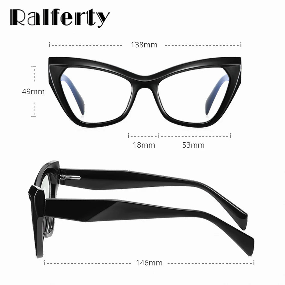 Ralferty Women's Full Rim Oval Cat Eye Thick Acetate Eyeglasses 882198