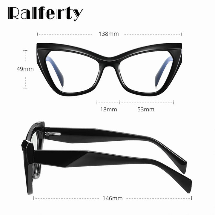 Ralferty Women's Full Rim Oval Cat Eye Thick Acetate Eyeglasses 882198