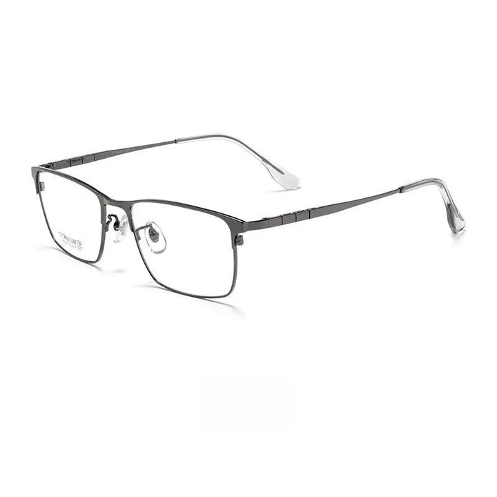 Yimaruili Men's Full Rim Square Titanium Eyeglasses 15327p Full Rim Yimaruili Eyeglasses Gun  