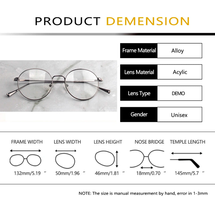 Esnbie Women's Full Rim Flat Top Round Alloy Eyeglasses 241269