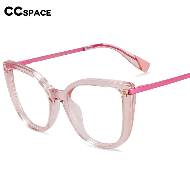 CCSpace Women's Full Rim Square Cat Eye Tr 90 Alloy Eyeglasses 56520 Full Rim CCspace   