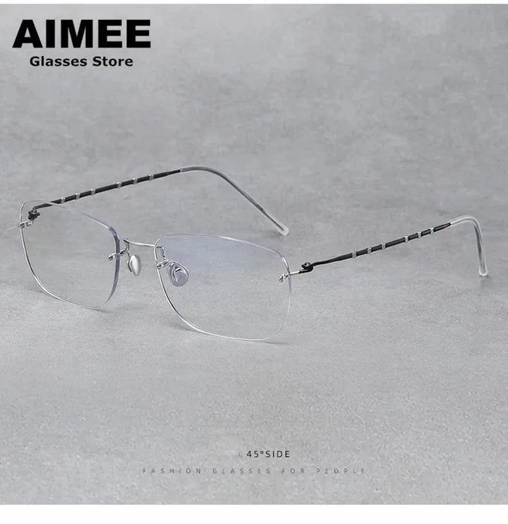 Aimee Unisex Rimless Square Titanium Eyeglasses 2130 Rimless Aimee Silver  