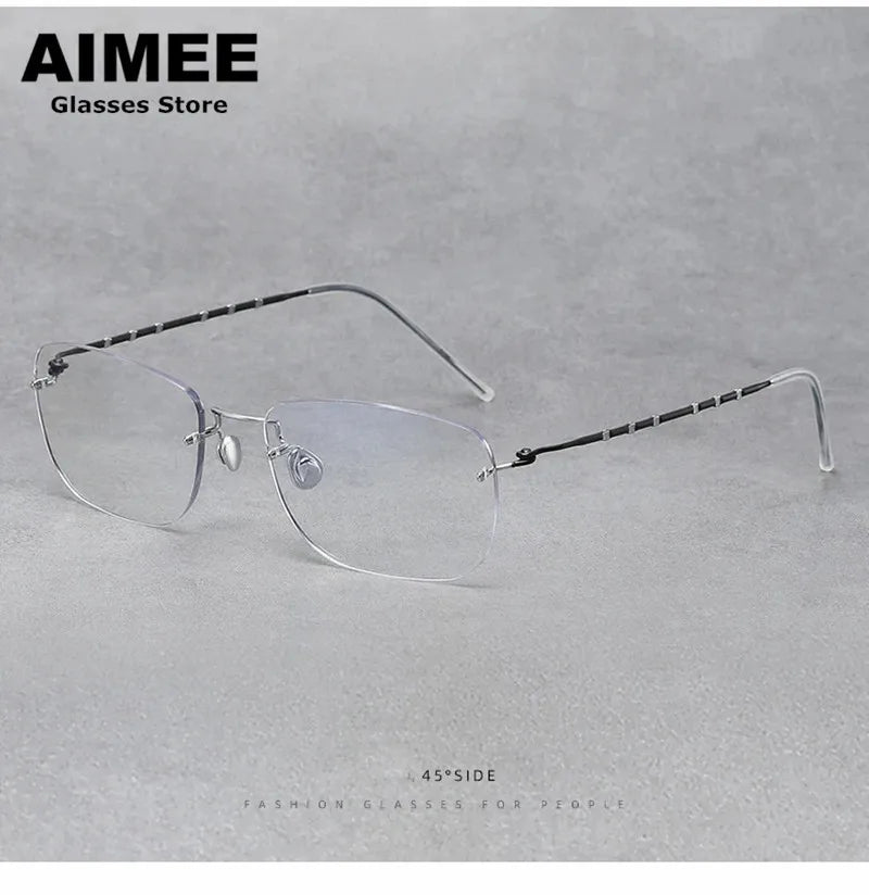 Aimee Women's Rimless Square Titanium Eyeglasses 82130