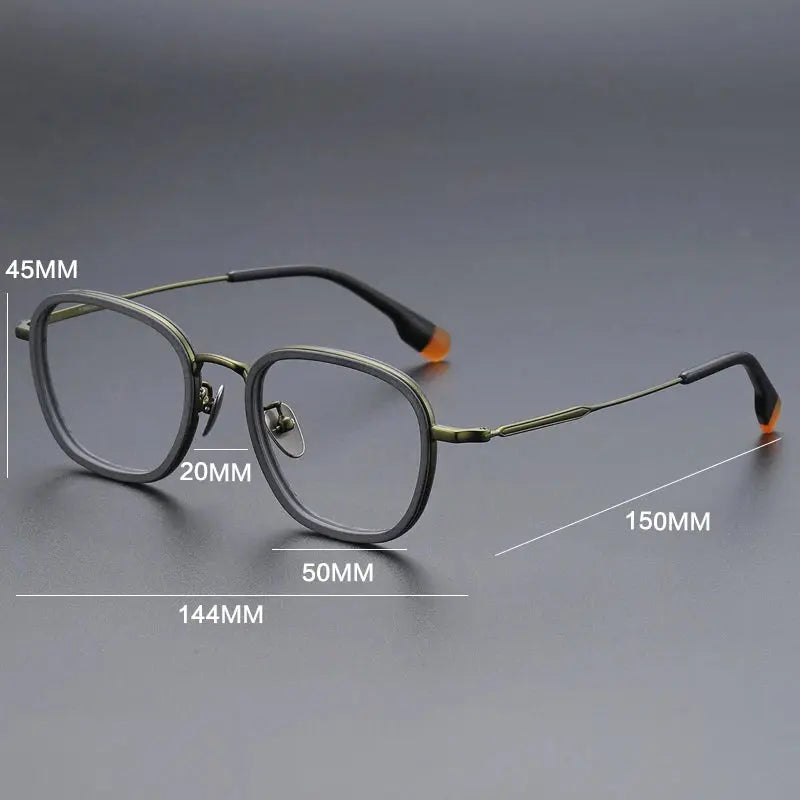 Gatenac Unisex Full Rim Oval Square Acetate Titanium Eyeglasses 787809 — view 2 | Gatenac at FuzWeb