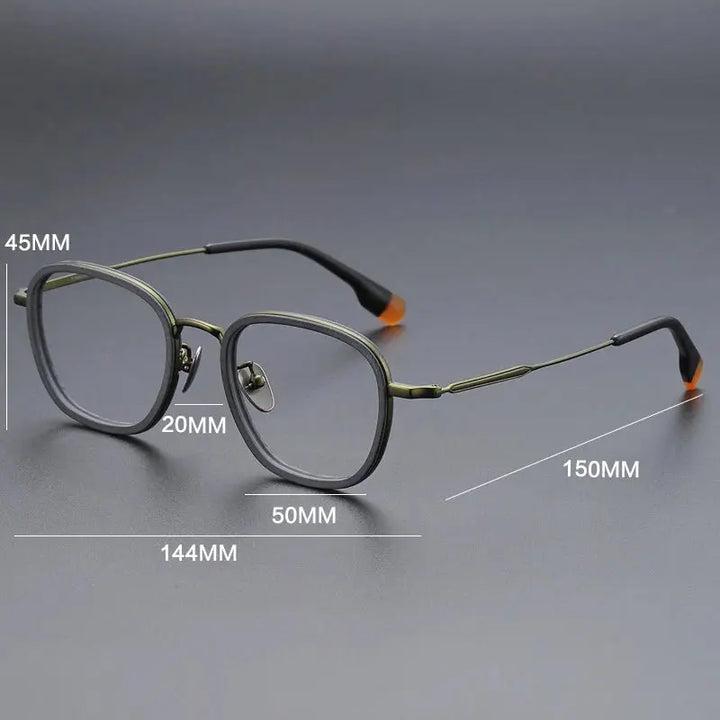 Gatenac Unisex Full Rim Oval Square Acetate Titanium Eyeglasses 787809 — view 2 | Gatenac at FuzWeb