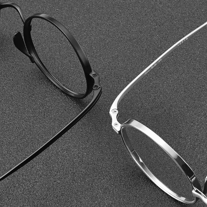 Black Mask Unisex Full Rim Titanium Round Eyeglasses Kmn249 Full Rim Black Mask   