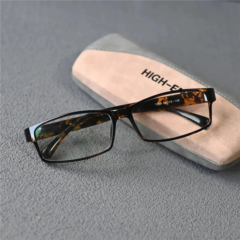 Cubojue Unisex Full Rim Square Tr 90 Titanium Reading Glasses 14518 - leopard