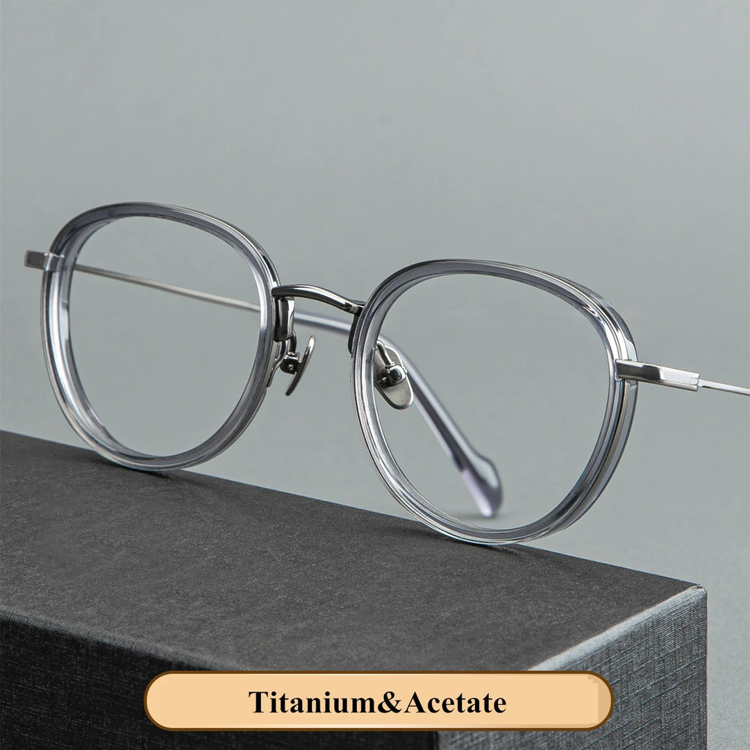 Black Mask Unisex Full Rim Round Titanium Eyeglasses BM-GH0084