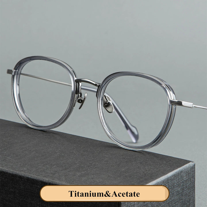 Black Mask Unisex Full Rim Round Titanium Eyeglasses BM-GH0084