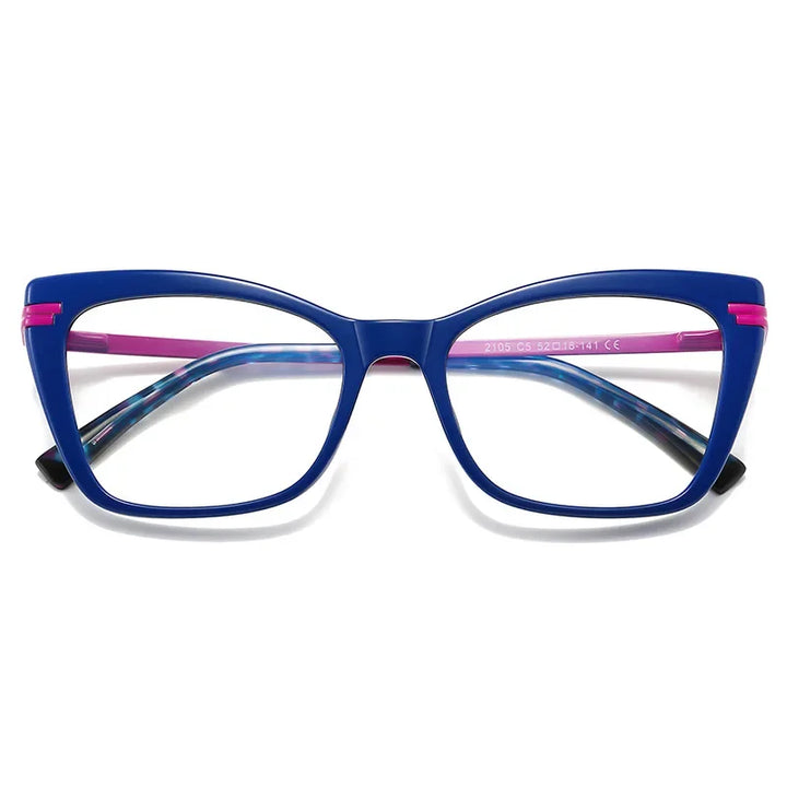 Hotony Women's Full Rim Square Cat Eye Tr 90 Alloy Eyeglasses 62105