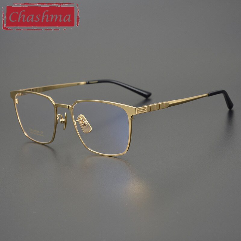 Chashma Men's Full Rim Square Titanium Eyeglasses 91064 Full Rim Chashma Gold  