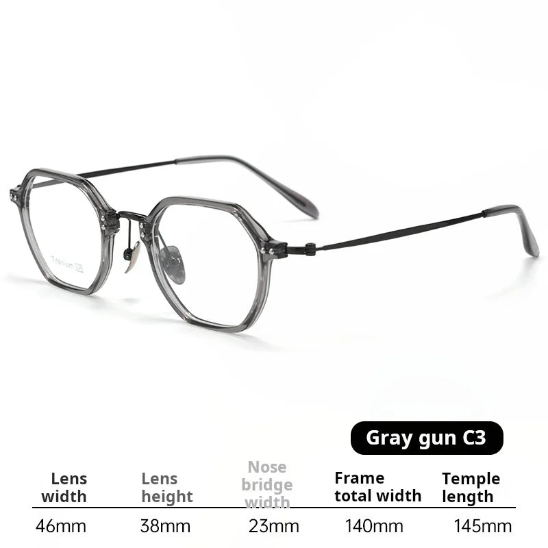 Xbora  Unisex Full Rim Flat Top Polygon Tr 90 Titanium Eyeglasses 518273