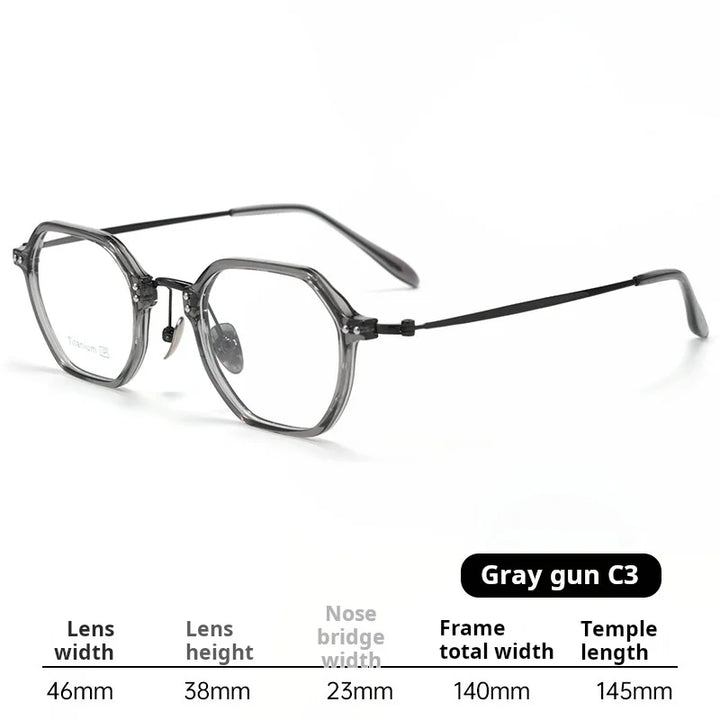 Xbora  Unisex Full Rim Flat Top Polygon Tr 90 Titanium Eyeglasses 518273