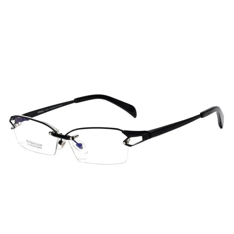 Chashma Men's Semi Rim Square Oval Titanium Acetate Eyeglasses 11437