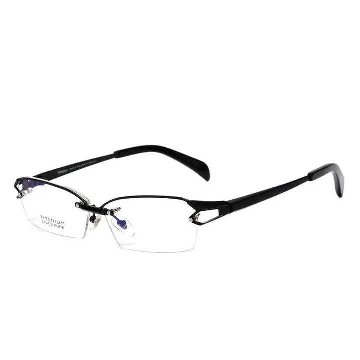 Chashma Men's Semi Rim Square Oval Titanium Acetate Eyeglasses 11437