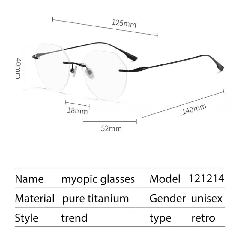 Handoer Men's Rimless Polygon Titanium Eyeglasses 121214 Rimless Handoer   