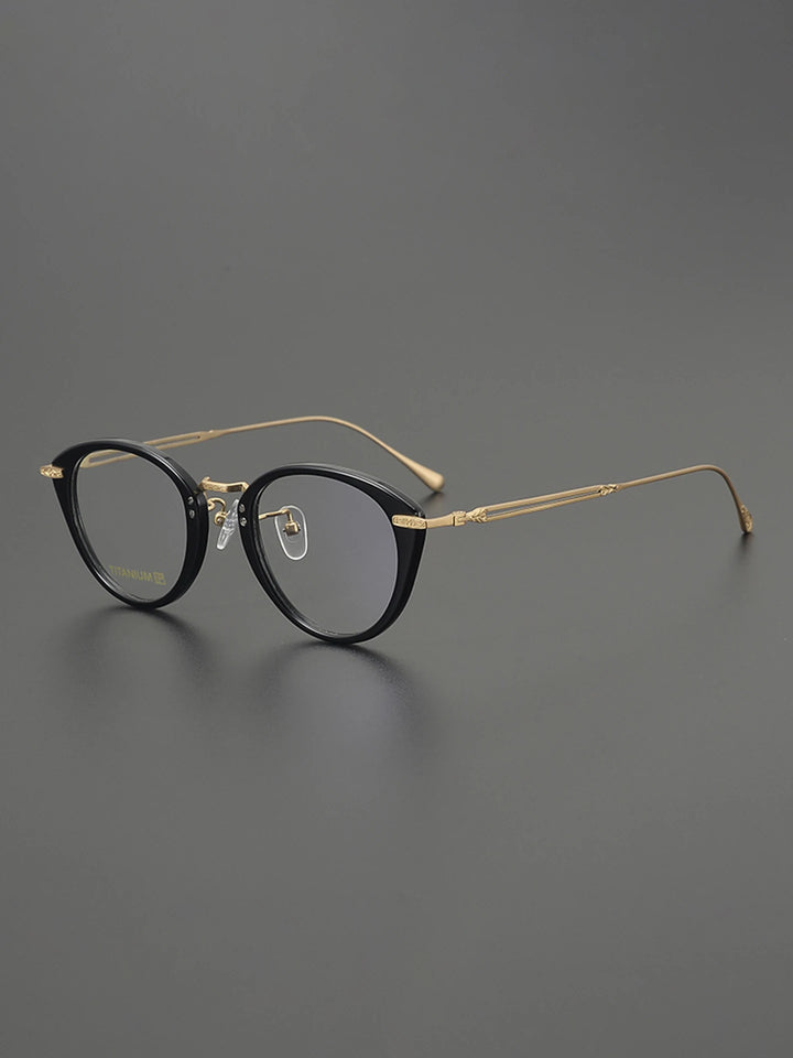 Nobler Unisex Full Rim Oval Acetate Titanium Eyeglasses 98009