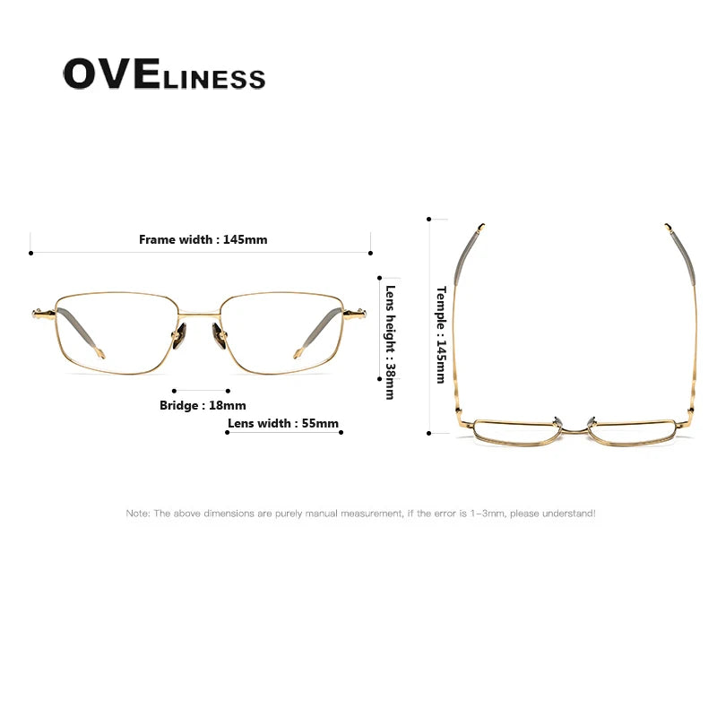 Oveliness Unisex Full Rim Rectangle Titanium Eyeglasses O1855 Full Rim Oveliness   