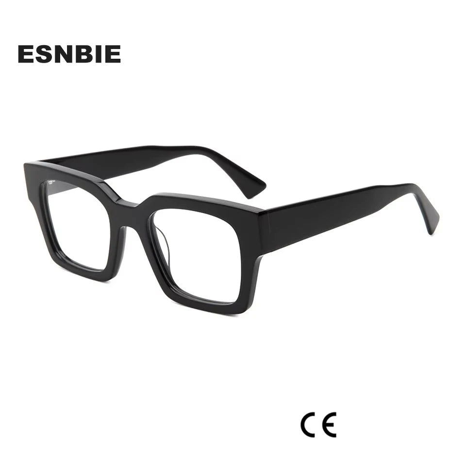 Esnbie Unisex Full Rim Square Thick Acetate Eyeglasses 23048 Full Rim Esnbie   