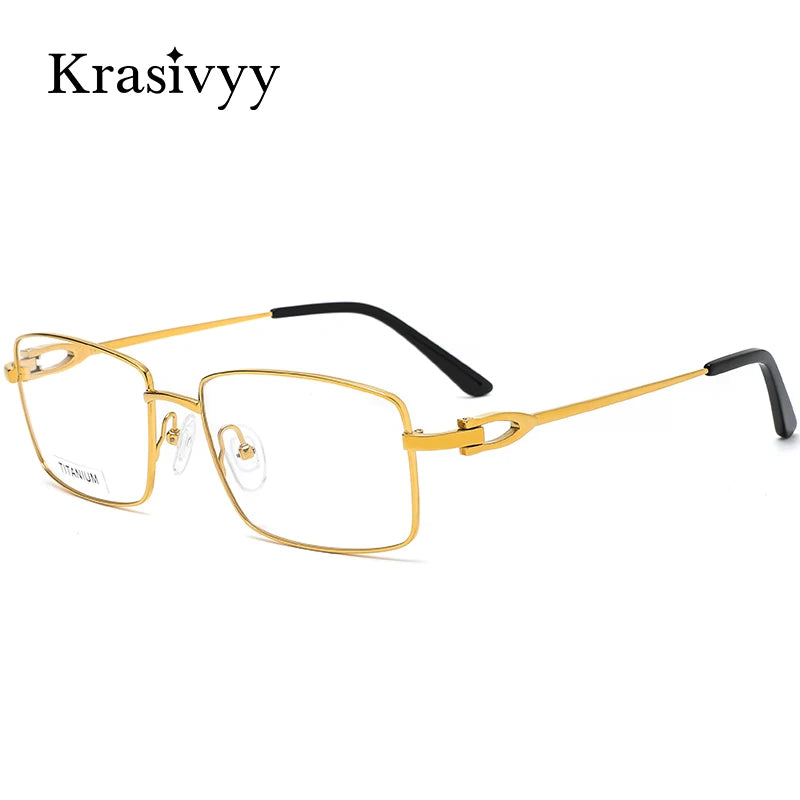 Krasivyy Men's Full Rim Big Polygon Square Titanium Eyeglasses 30369