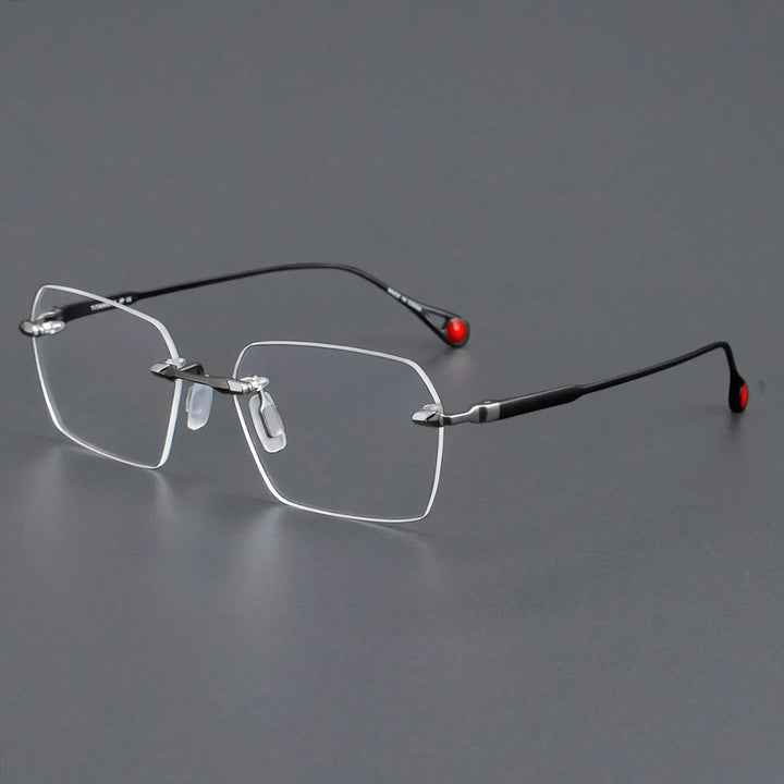 Muzz Unisex Rimless Polygon Square Titanium Eyeglasses 912307