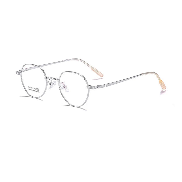 KatKani Unisex Full Rim Flat Top Polygon Alloy Eyeglasses 67918 Full Rim KatKani Eyeglasses C4  