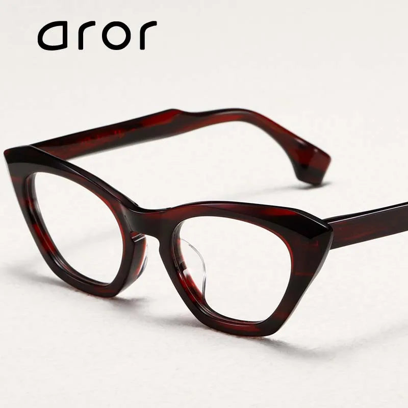 Aror Unisex Full Rim Oval Cat Eye Acetate Eyeglasses 7318 Full Rim Aror