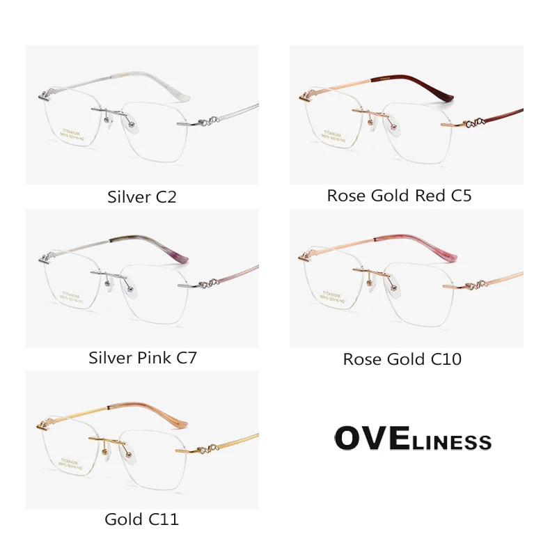 Oveliness Women's Rimless Flat Top Oval Titanium Eyeglasses 6015 Rimless Oveliness   