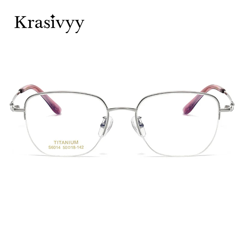 Krasivyy Women's Semi Rim Oval Square Titanium Eyeglasses 6014 Semi Rim Krasivyy   