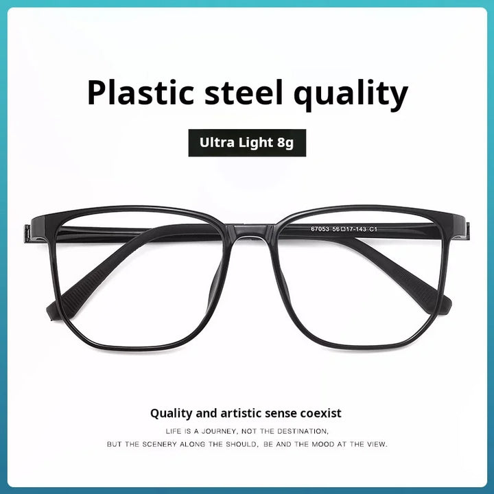 Xbora Unisex Full Rim Square Tr 90 Stainless Steel Eyeglasses 67053