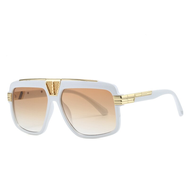CCspace Men's Full Rim Large Square Tr 90 UV400 Sunglasses 56295 Sunglasses CCspace Sunglasses C8White  