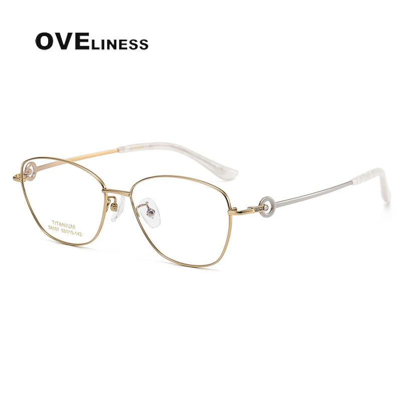 Oveliness Women's Full Rim Square Cat Eye Titanium Eyeglasses 196007 Full Rim Oveliness gold grey  