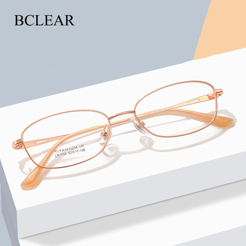 Bclear Women's Full Rim Oval Titanium Eyeglasses 7955 Full Rim Bclear   