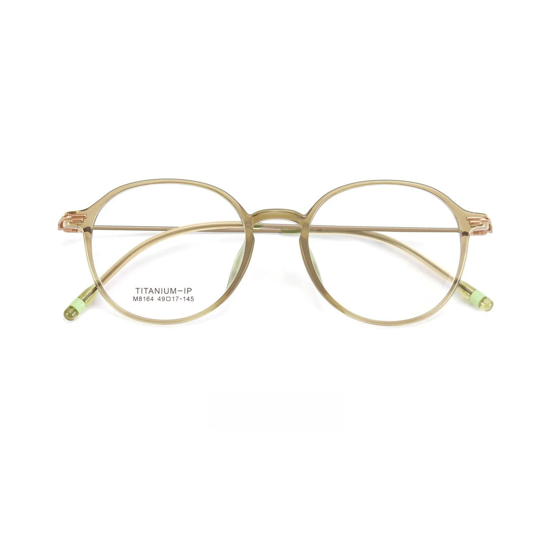 Yimaruili Unisex Full Rim Round Tr 90 Titanium Eyeglasses M8164 Full Rim Yimaruili Eyeglasses Olive Green  