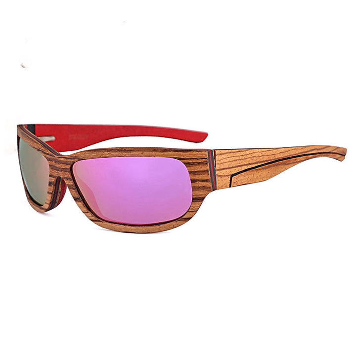 Hdcrafter Men's Full Rim Square Wood Polarized Sunglasses 56527 Sunglasses HdCrafter Sunglasses Pink  